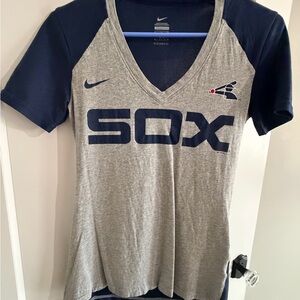 Chicago White Sox Nike Gray and Navy V-Neck T-Shirt